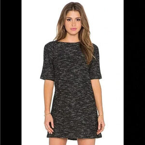 Alice + Olivia Wool Blend Textured Mini Dress in Black and White Marbled Size M‌